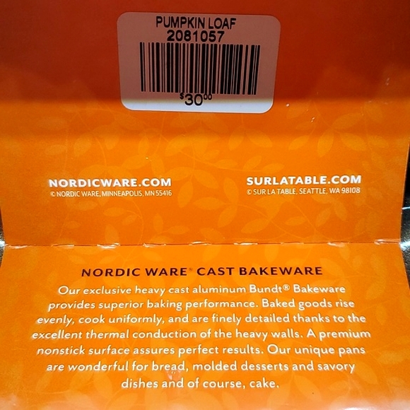 NORDIC WARE PUMPKIN LOAF BUNDT PAN FALL HARVEST  #1 - Picture 8 of 12